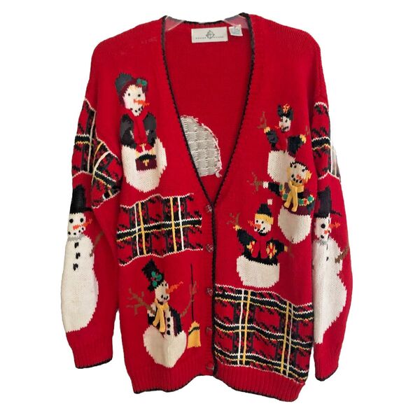 VTG 80s Snowman Cardigan Sweater Womens Sz S Design Options Philip & Jane Gordon - Picture 3 of 16